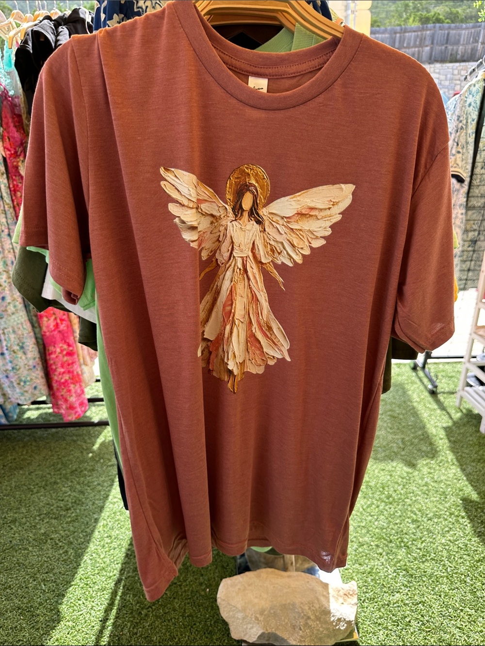 Angel Graphic Tee in Rust